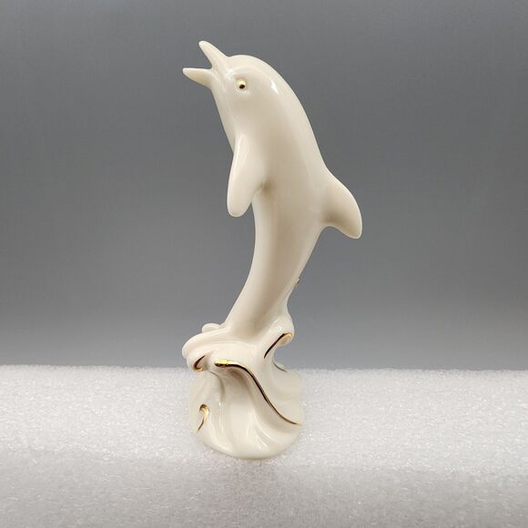 Lenox Dolphin Figurine Animal Figure Fine China 24kt Gold Accent Vintage Decor - Picture 2 of 5